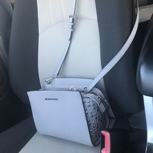 Grey studded michael kors purse